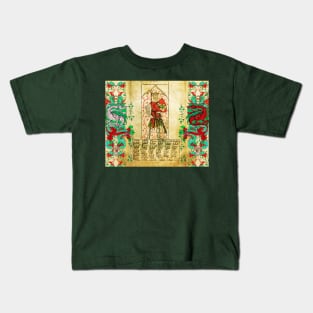 KING ARTHUR WITH WHITE RED DRAGONS Antique Medieval Miniature Kids T-Shirt